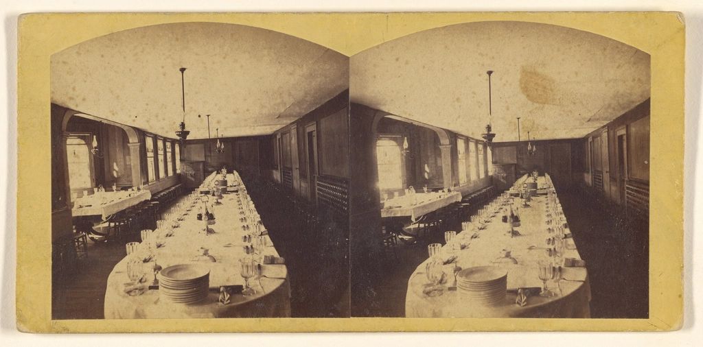 The dining room, laid for service