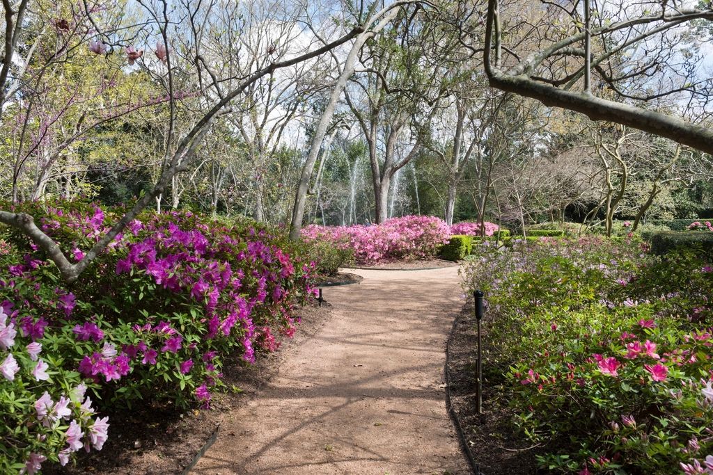 The planted gardens on the grounds