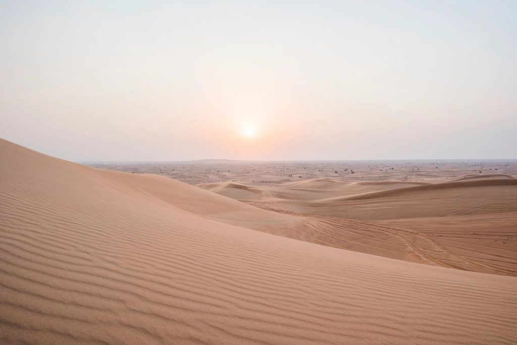 Open desert running to the hills