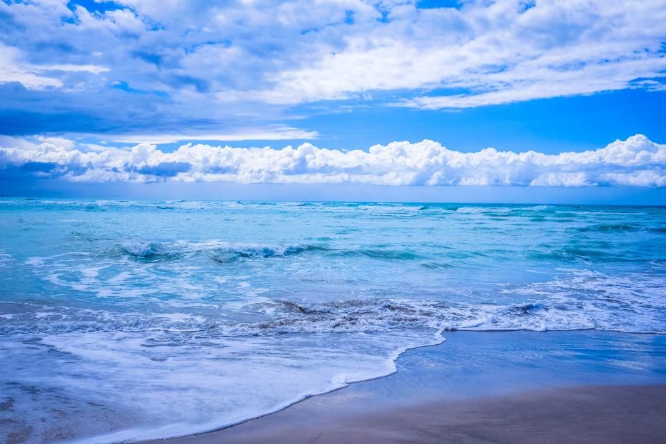 The beach and the water beyond it